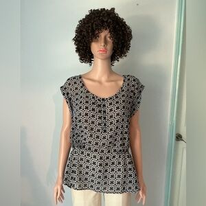 Miss Tina Black and White Floral Blouse